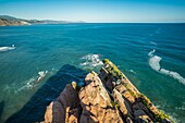 Spain, Basque Country, Guipuzcoa, Zumaia, UNESCO Flysch Geopark, or Basque coastal flat, with stratotypes dating back millions of years