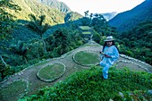 Colombia, Sierra Nevada de Santa Marta, Tayrona Park, trek of the Lost City, registered World Heritage by UNESCO, Celso the wiwa mamo with his poporo