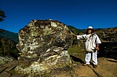 Colombia, Sierra Nevada de Santa Marta, Tayrona Park, trek of the Lost City, registered World Heritage by UNESCO, cosmogonic stone