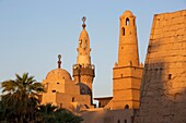 Egypt, Upper Egypt, Nile Valley, Luxor, Roofs and Minaret of Abu Haggag Mosque