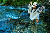 Colombia, Sierra Nevada de Santa Marta, Tayrona Park, trek of the Lost City, registered World Heritage by UNESCO, crossing of the last river leading to the ruins