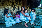 Colombia, Sierra Nevada de Santa Marta, Tayrona Park, trek of the Lost City, registered World Heritage by UNESCO, kogi family of the sanctuary's keeper