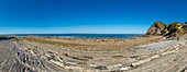 Spain, Basque Country, Guipuzcoa, Zumaia, UNESCO Flysch Geopark, or Basque coastal flat, with stratotypes dating back millions of years