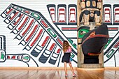 Canada, Quebec province, Outaouais region, Gatineau, the Canadian museum of History, formerly the Canadian museum of Civilization, the Grand Hall and its collection of totem poles