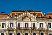 Hungary, Southern Transdanubia, Baranya County, Pecs, Post Office, Jókai utca 8, a fine example of an Art Nouveau building with a roof covered with ceramic tiles by Zsolnay