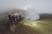 Italy, Sicily, Mount Etna Regional Nature Park, Mount Etna, UNESCO World Heritage Site, North Slope, sulfur vapor near the summit