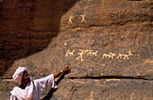 Chad, Tibesti, Sahara, Rock carvings in the Tibesti massif