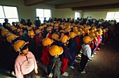 Japan, Kyushu, Kagoshima, Security and evacuation measure in Kagoshima schools at the foot of Sakurajima