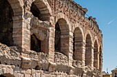 Italy, Veneto, Verona, listed as World Heritage by UNESCO, the Arena of Verona on Bra Square, ancient Roman amphitheater built in 30 after J-C