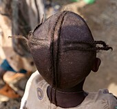 Ethiopia, Amhara region, child with an hairdo in the shape of a cross