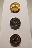 Switzerland, Canton of Vaud, Lausanne, Ouchy district, Olympic museum in Lausanne, the hall of medal models of the different Olympic Games, Paris 1924