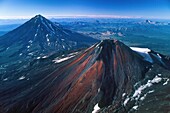 Russia, Kamchatka, Avachinsky Volcano from the sky (aerial view)