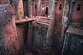 Ethiopia, Rift Valley, Lalibela, At Lalibela, the upper part of traps depots for building troglodyte churches