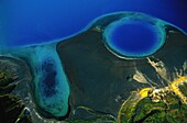 Russia, Kamchatka, Caldera of volcano Karymsky volcano seen from the sky (aerial view)