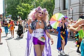 Kanada,Provinz Quebec,Montreal,Montreal Pride Festival,Abschlussparade,LGBTQIA+ Gemeinschaft ((lesbisch,schwul,bisexuell,trans,queer,intersexuell,asexuell))