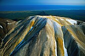 Russia, Kamchatka, Volcano Bolshoi Semiachik from the air, Bolshoi Semiachik volcano from above (aerial view)