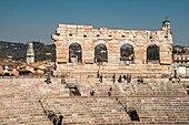 Italy, Veneto, Verona, listed as World Heritage by UNESCO, the Arena of Verona on Bra Square, ancient Roman amphitheater built in 30 after J-C