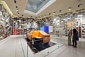 Germany, Bavaria, Munich, BMW Museum, opened in 1973 and renovated in 2008, showing the evolution and the technologies of the car brand native from Munich, earth model scale 1/1