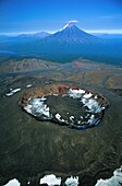 Russia, Kamchatka, Krashennikov volcano seen from the sky (aerial view)