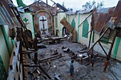 Philippines, Luzon, Pinatubo volcano, church destroyed by the weight of the ashes of the Pinatubo volcano