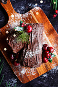 Buche de Noel Christmas Yule Log Cake.