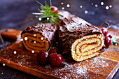 Buche de Noel Christmas Yule Log Cake.