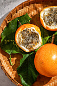 Fresh passion fruit,Passiflora ligularis,sweet granadilla or grenadia