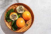 Fresh passion fruit,Passiflora ligularis,sweet granadilla or grenadia