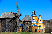 Ukraine, Kiev, Kyiv. Pyrohiv, also Pirogov, a village south of Kiev. Now home to an outdoor Museum of Folk Architecture and Life of Ukraine. Wooden Windmills.