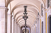 Portugal, Lisbon. An outdoor arched passageway at the Supreme Court.