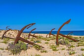 The anchor cemetery, along the beach of Barril, Tavira, Algarve, Portugal, Europe