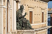 Accursio Baldi known as Sansovino, statue of Sixtus V, 1588, Palazzo dei Priori, Fermo, Ascoli Piceno, Marche, Italy, Europe