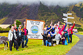 Tourists on the island of Tristan de Cunha in the South Atlantic Ocean