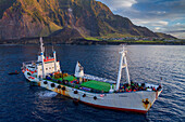 Views of the MV Edinburgh near Tristan da Cunha, South Atlantic Ocean