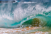 Huge waves breaking on the beach at Ascension Island in the Tropical Atlantic Ocean, South Atlantic Ocean