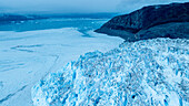 Aerial of the Eqi glacier, Western Greenland, Denmark, Polar Regions