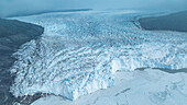 Aerial of the Eqi glacier, Western Greenland, Denmark, Polar Regions