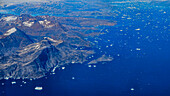 Aerial of the mountainous coastline around Kulusuk, Greenland, Polar Regions