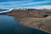 Aerial of Axel Heiberg island, Nunavut, Canadian Arctic, Canada, North America