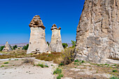 Fairy chimney rock formations, Pasabag Valley, Cavusin, Cappadocia, Anatolia, Turkey, Asia Minor, Asia