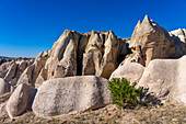 Rock formations of Red Valley (Rose Valley), Cavusin, Cappadocia, Anatolia, Turkey, Asia Minor, Asia