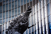 Close up of Godzilla Statue in central Tokyo, Honshu, Japan, Asia