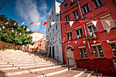 Gibraltar Castle Steps,schöne Wohngegend auf dem Hügel der engen Gassen,Gibraltar,Europa