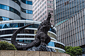 Yurakucho, Godzilla Statue, Tokyo, Honshu, Japan, Asia