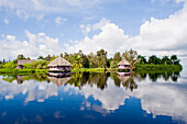 Replica native village in Treasure Lagoon, Guama, Zapata swamplands, Matanzas Province, Cuba, West Indies, Caribbean, Central America