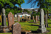 The historic graveyard at this former mining settlement and second highest village in Scotland, Leadhills, South Lanarkshire, Scotland, United Kingdom, Europe