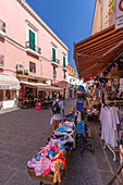 View of shops and cafes in Forio, Forio, Island of Ischia, Campania, Italy, Europe