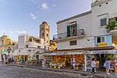 View of shops in the town of Lacco Ameno, Island of Ischia, Campania, Italy, Europe