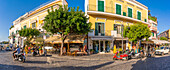 View of cafes and shops in Porto d'Ischia (Port of Ischia), Island of Ischia, Campania, Italy, Europe