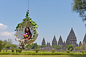 Mobile lifting chair, tourist attraction at Prambanan Temple Compounds, UNESCO World Heritage Site, region of Yogyakarta, Java island, Indonesia, Southeast Asia, Asia